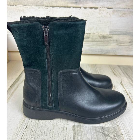 Clarks Women’s 6.5 Un Elda Black Leather Suede Zip Mid Waterproof ankle Boot NEW - Picture 5 of 9